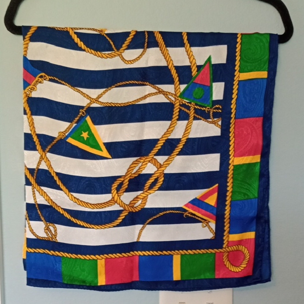 Nautical Striped Scarf with Rope and Flag Design